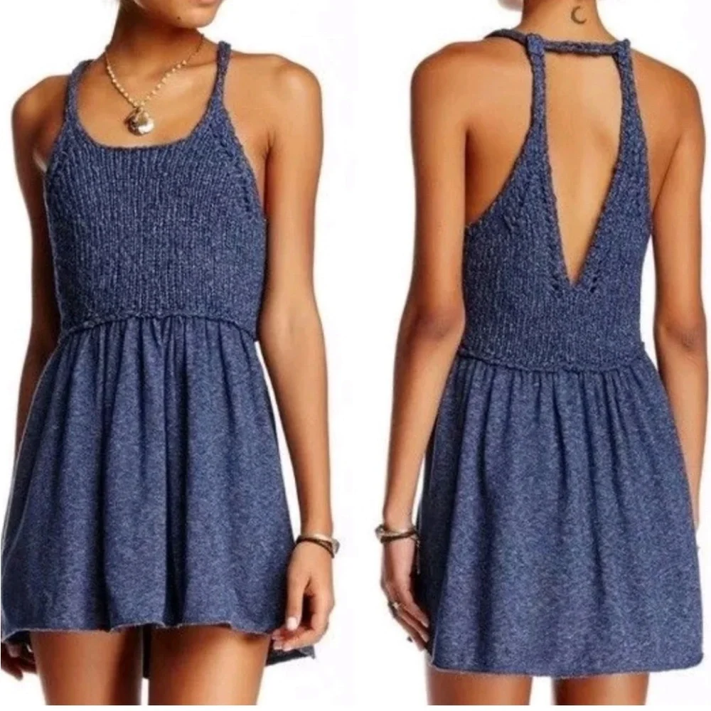 Free People Navy Textured Tunic - Picture 1 of 10
